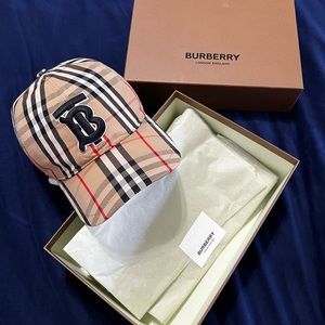 Burberry TB Monogram Motif Vintage Check Cotton Baseball Cap